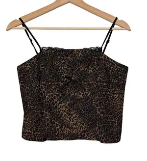 Y2k Style Leopard Print Camisole Tank Top Brown Size XS thumbnail 1