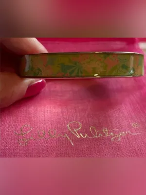 Lilly Pulitzer Colorful Floral Print Gold Tone Hinged Cuff Bracelet thumbnail 2