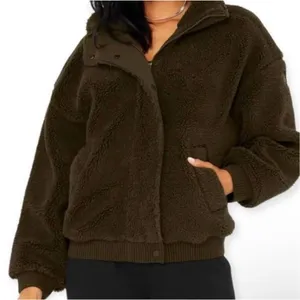 Alo Yoga Varsity Sherpa Teddy Fleece Jacket Womens Medium Olive Green‎ Bomber thumbnail 1