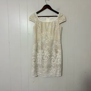 Vintage 90s Scott McClintock Petites Lace Gold Iridescent Bridal Dress 8 Wedding thumbnail 2