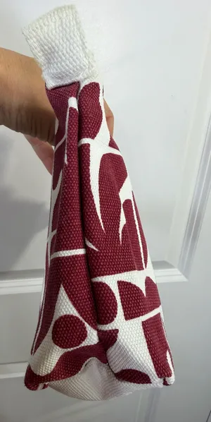 Vuori Canvas Tote Bag and Matching Zipper Pouch Set Burgundy White Geo Print thumbnail 5