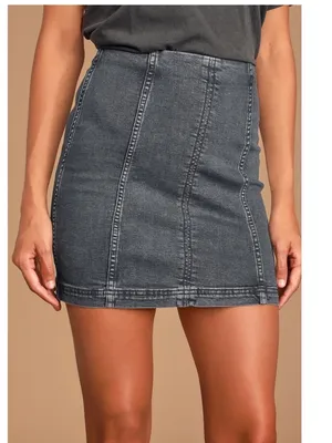 Free People Modern Femme Mini Skirt in Westminster Blue thumbnail 3