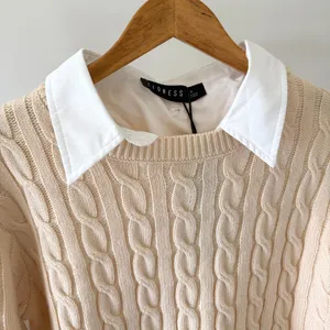 NWT Lioness x Revolve Coastal Cable Knit Collared Polo Sweater in Butter Cream - S thumbnail 5