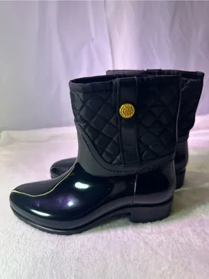 Tommy Hilfiger Black Quilted Gloss Rain Ankle Boots thumbnail 5