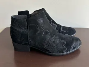 Seychelles Black Suede Embroidered Ankle Boots 8 thumbnail 1