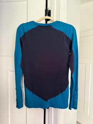 Smartwool Teal Navy Long Sleeve Layering Top Wool thumbnail 4