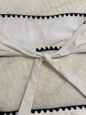 Shein White Bandeau Bikini Set with Black Trim, Size Small thumbnail 3
