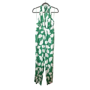 DIANE VON FURSTENBERG X TARGET Floral Halter Jumpsuit Ginkgo Green Large thumbnail 3