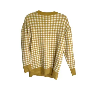 Joie Womens‎ M Oversized Butter Yellow Gingham Cardigan Preppy Academia Grandpa thumbnail 3