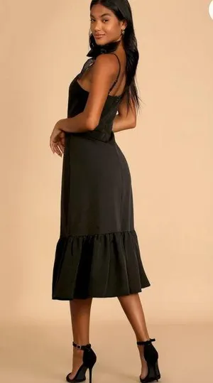 Lulus Beautiful black bow midi dress thumbnail 2