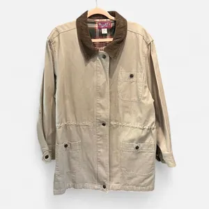 Vintage Tan Barn Coat Corduroy Collar Cotton Utility Jacket Chore Coat Large thumbnail 4