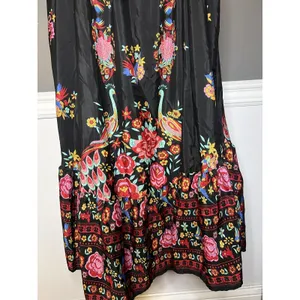 Be Passion Dress Womens Small Black Multicolor Floral Peacock Maxi Boho Sundress thumbnail 11