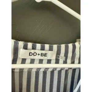 DO+BE Blue White Striped Front Tie Surplice V-Neck Long Sleeve Blouse Preppy M‎ thumbnail 2