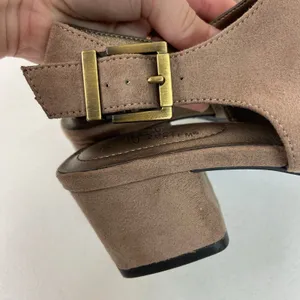 Life Stride women's tan soft system faux suede buckle‎ chunky wedge heel shoes thumbnail 8