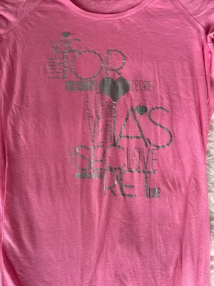 Victoria's‎ Secret Pink Graphic Sleep Shirt Nightgown L/G Silver Heart thumbnail 1