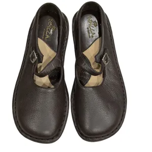 Sbicca Mary Jane Buckle Strap Shoes‎ 6.5 Brown Pebbled Leather Comfort Cottage thumbnail 3