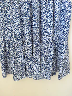 J. Crew Floral Tiered Midi Dress in Blue and White Size Medium thumbnail 4