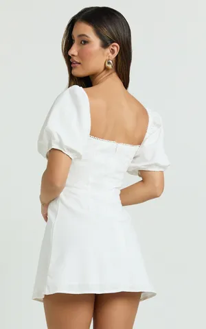 New Showpo Jules Mini Puff Sleeve Square Neck Fit & Flare Dress Size Small thumbnail 5