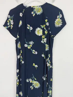 Free People Lost in You Floral Midi Dress Button Hi-lo Navy Blue Size Small S thumbnail 12