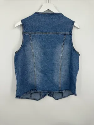 American Vintage Vintage Y2K Studded Embellished Denim Jacket Vest Size Medium Boho Whimsical thumbnail 2