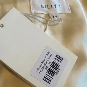 Billy J Frida Maxi Dress Yellow Satin Creamy Buttery Gown Size 14 Women's NWT thumbnail 12