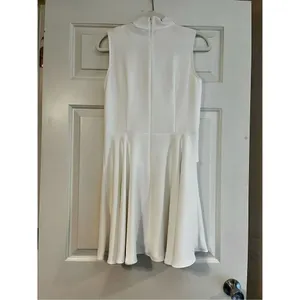 Jay Godfrey White Mia Mini Swing Sleeveless Tie Neck Ruffle Size 6 Dress thumbnail 4