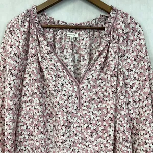 Max Studio Floral Peasant Blouse Womens Medium Flowy Boho Cottage Dainty‎ thumbnail 3