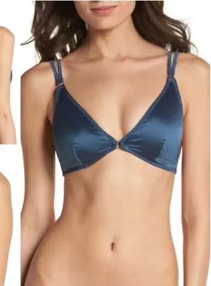 Intimately Free People Women's Satin Can't Stop Me Soft Bralette in Navy Size XS thumbnail 1