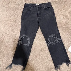 Free People Distressed Maggie Straight Cropped Jeans Women's size 28 mid rise thumbnail 6