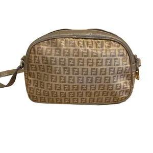 Vintage 1990'S Fendi Zucchino Ff Logo Brown Coated Canvas W/Leather Trim Bag thumbnail 6