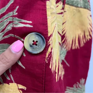 Free People Maroon Malibu Tropical Print Shorts Romper Size Medium w/pockets thumbnail 4