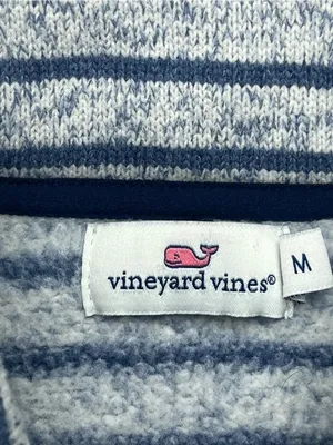 Vineyard Vines Womens Blue White Striped Full Zip Mock Neck Fleece Vest Medium thumbnail 8