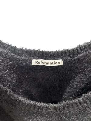 Reformation Black Teddy Crop Sweater Bralette | Size Large | 100% Organic Cotton thumbnail 3