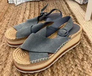 Marc Fisher Blue Suede Platform Sandals thumbnail 1