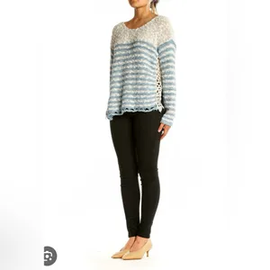 Free People Blue and Cream Striped Sweater thumbnail 2