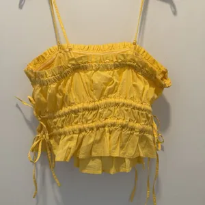 Free People Gabby Tube Top Yellow Tie Elastic Size L thumbnail 6