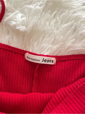 Reformation Jeans ribbed red bodysuit thumbnail 2