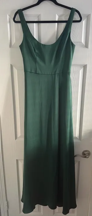David's Bridal Celebrate Crepe-Back Satin Scoop Tank Dress Juniper Size 6 thumbnail 1