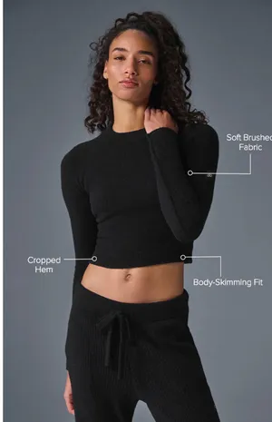 Alo Yoga Snuggle Up Sweater Long Sleeve Black S thumbnail 2