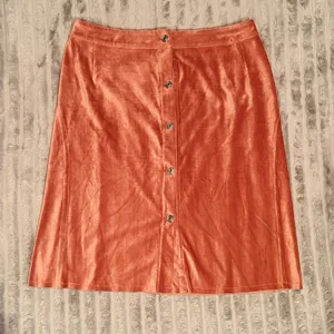 POL‎ Corduroy Button Front Mini Skirt Terracotta Pink Size S Boho A-Line Skirt thumbnail 2