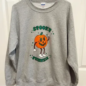 Gildan Spooky Pumpkin Halloween Crewneck thumbnail 1