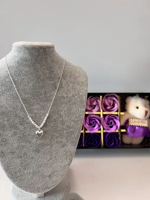 925 silver Heart Chain Necklace thumbnail 3