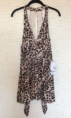 NWT New Show Me Your Mumu Front Tie Cha Cha Cheetah Animal Print Mini Dress thumbnail 2