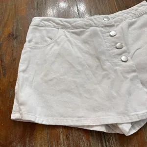 Altar'd State White Mini Wrap Skort Medium Silver Buttons thumbnail 3