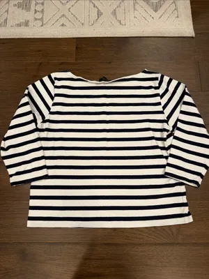 J. Crew Navy and White Striped Boatneck 3/4 Sleeve Top Large C60-034 thumbnail 7