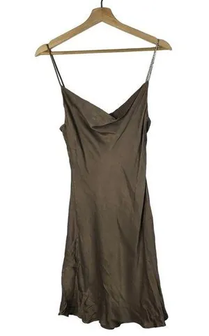 Zara Brown Cowl Neck Satin Slip Mini Dress XS thumbnail 1
