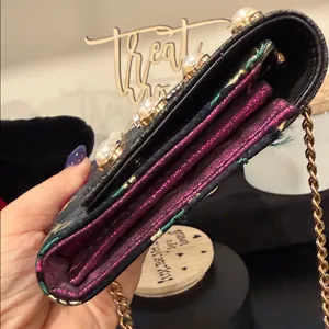 ‼️SALE‼️ *EUC* ALDO, Embellished Black and Multicolor Clutch/Wallet On Chain thumbnail 5