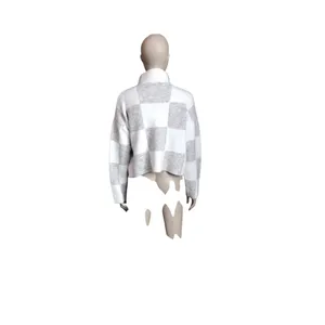 Pink Lily Gray and White Turtleneck Sweater thumbnail 4