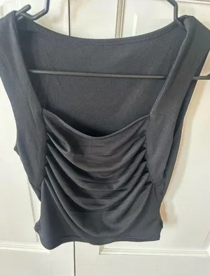 Elegant Black Ruched Women's Top thumbnail 1