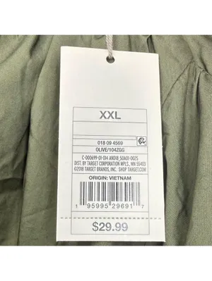 a new day Tie Back Olive Green Dress with Puff Sleeves Women’s Size XXL NWT thumbnail 8